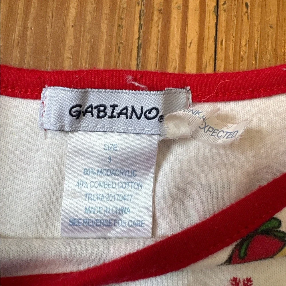 Gabiano‎ Nightgown Kids White Red Holiday Christmas Train Ruffle SIZE 3